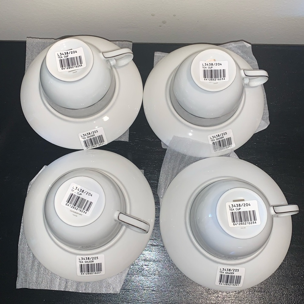 Mikasa Parchment Tea Cup and Saucer.  Set of‎ 4. Made in Thailand.  NWT.